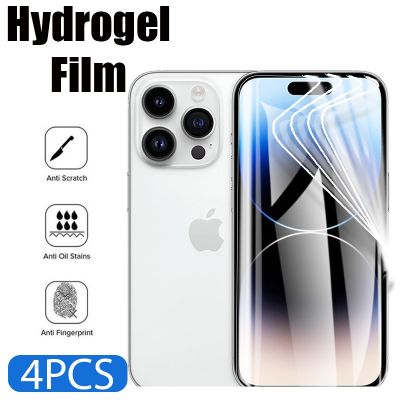 4Pcs Hydrogel Film Full Cover For iPhone 11 12 13 14 Pro Max 13 mini Screen Protector For iPhone 14 8 7 6 Plus SE 2022 Not Glass