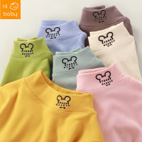 Childrens Dralon Half Turtleneck Bottoming Shirt Neckline Printing a Self-Heating Baby Autumn and Winter Long Sleeve T-shirt