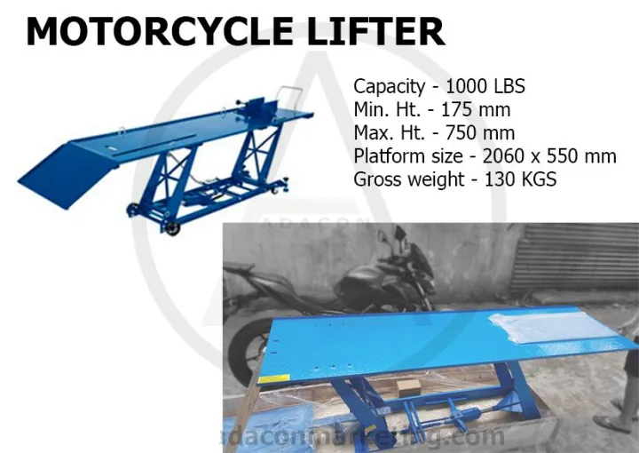 Motorcycle Lifter Bike Lift Manual Foot Pump Hydraulic Lifter 1000lbs