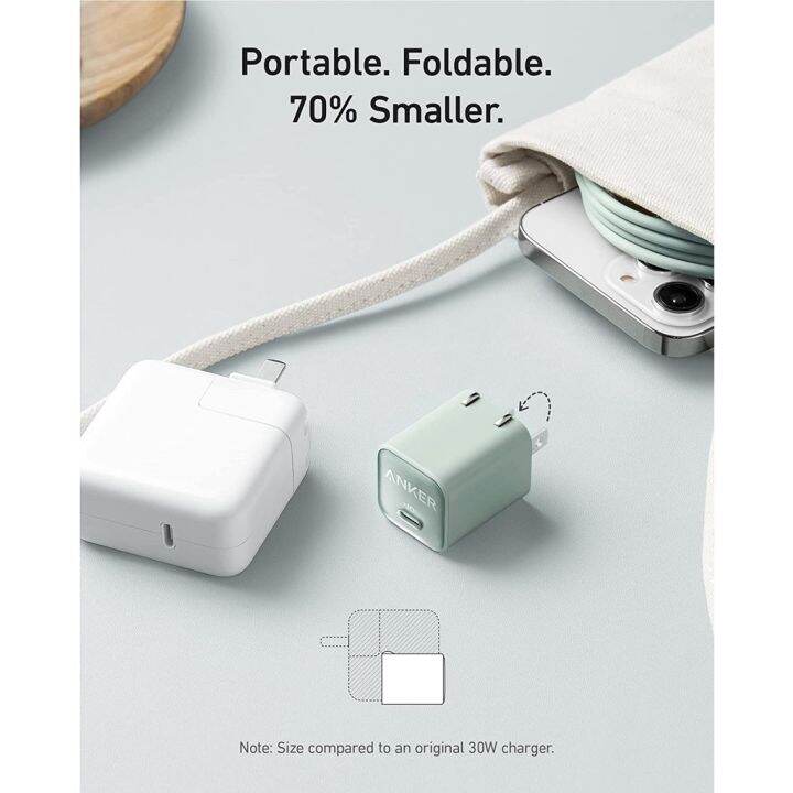 anker-511นาโน3-usb-c-อุปกรณ์ชาร์จ-gan-30w-3-0ที่ชาร์จความเร็วสูง-pps-แบบพับได้