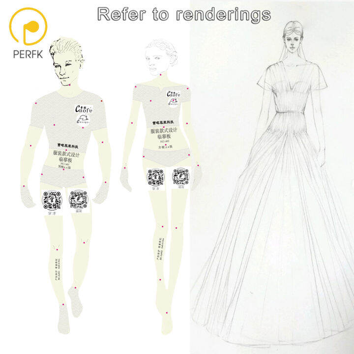 Perfk 2 Pieces Fashion Ruler Template Line Drawing Dynamic Fashion