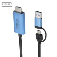 HAF0083 สายแปลง Type-C เป็น HDMI ตัวแปลง USB เป็น HDMI USB ไปยัง HDMI 5กิกะบิต สายเคเบิลอะแดปเตอร์ Type-C เป็น HDMI สายแปลงหน้าจอขนาดใหญ่ สีฟ้าสีฟ้า สายเคเบิลหน้าจอเดียวกัน โทรศัพท์มือถือสำหรับมือถือ