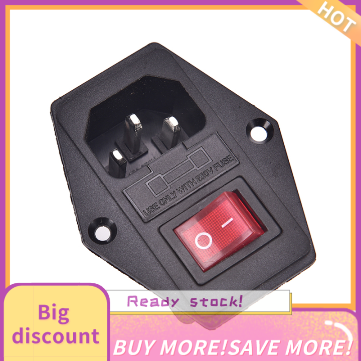 💖【Lowest price】LANG NEW 3 Pin AC Inlet Male Plug Power Socket With Fuse