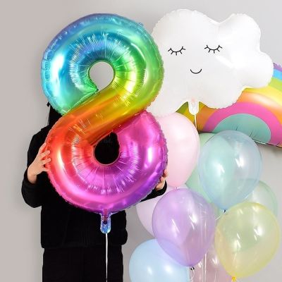Jelly colored Rainbow Foil Balloon 40 inch Birthday Annual Meeting Celebration Layout Decoration Floating Large Digital Balloon