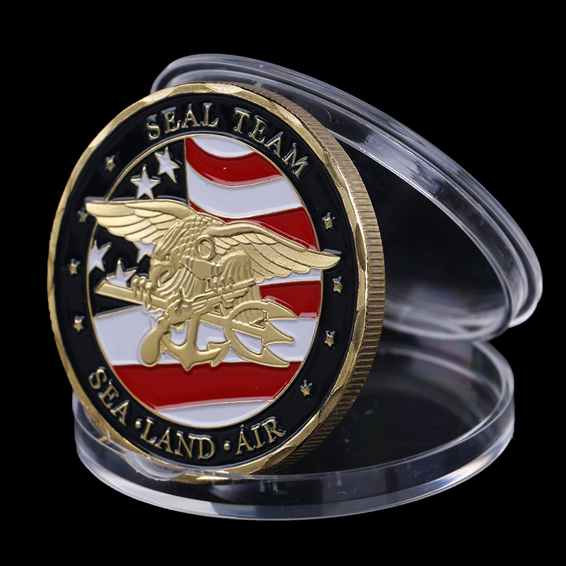 Gold Plated Souvenir Coin USA Sea Land Air of Seal Team Challenge Coins Department of The Navy Military Coin 