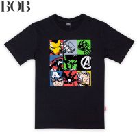 BOB - Marvel Men Avengers Flock Print T Shirt - เสื้อยืดผู้ชายลายอเวนเจอร์ สินค้าลิขสิทธ์แท้100% characters studio