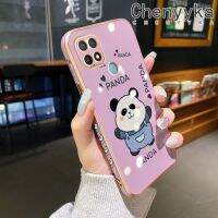 เคส Chenyyka สำหรับ OPPO A15 A35 A15s เคส4G ลายการ์ตูนแพนด้าดีไซน์ใหม่ด้านข้างเคสซิลิโคนนิ่มป้องกันกล่องกันกระแทกกล้องฝาปิดเลนส์เต็มรูปแบบ