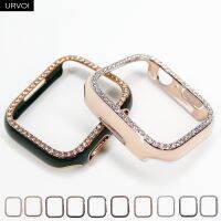 URVOI half plastic case for Apple Watch series 8 7 6 SE 5 4 3 2 shiny PC zircon frame Laser engraving cover bumper for iWatch