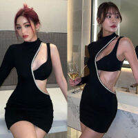 Mini Dress กระโปรง เซ็กซี่ ไหล่เดียว ฉลุ สาวร้อน ยุโรปและอเมริกา ชุด