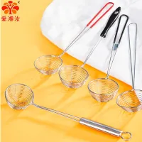 Aixiangru Red Handle Strainer Stainless Steel Bubble Tea Colander Boba Milk Tea Spoon Filter Pearl Round Kitchen Gadgets Items Colanders Food Strainer