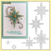 VERMILL 7pcs/Set เงินสีเงิน ดาวตัดตาย 7รูปแบบ โลหะสำหรับตกแต่ง ไดคัทคริสต์มาส แม่พิมพ์แม่แบบ ดาวดาวดาว เครื่องมือลายนูน อัลบัมภาพ