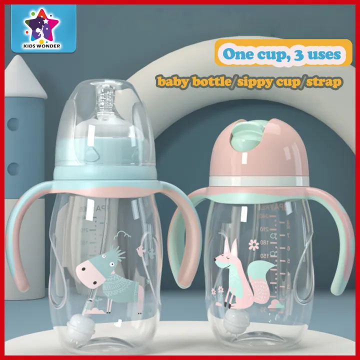 Kids wonder】 Baby Feeding Bottle Cartoon Food Grade Silicone Milk Bottles  Leak Proof Water Bottle for Baby 180/240/300ml | Lazada PH