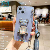 YiaMia เคสโทรศัพท์นิ่มสำหรับ VIVO V11 V11 Pro V15 V15 V17โปร V19 V19แฟชั่นนีโอน่ารักแฟลชหมีรุนแรงเคสโทรศัพท์ผู้หญิง6D TPU นุ่มโลหะด้วยไฟฟ้าสลิงป้องกันกล้องอย่างแม่นยำฝาครอบโทรศัพท์