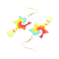 Romantic Colorful Star Tassel Earrings for Women Sweet Miyuki Rice Bead Hoop Earring Dating Jewelry 2022 Trend Friends Girl Gift