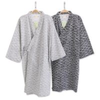 Hot Sale Kimono Robes Men Summer Japanese Long Sleeved 100% Cotton Bathrobes Plus Size Dressing Gown Men Sleepwear Robe