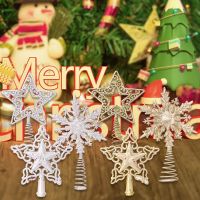 {Decwork}Merry Christmas Tree Top Decorations Christmas Tree Top Plastic Five Pointed Star Ornaments Navidad New Year Home Decor