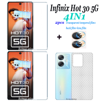 4in1สำหรับ Infinix Hot 30 5G Infinix Hot 30i 30 Play Nfc พร้อมฟิล์มแก้วนิรภัยโปร่งใส2หน้าจอ + ฟิล์มด้านหลัง + ฟิล์มเลนส์