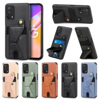 Carbon Fiber Wallet Flip Card Holder Phone Case for OPPO A53 A57 A17 A52 A94 A93 A54 A74 Reno 7 Pro Cards Solt Kickstand Cover