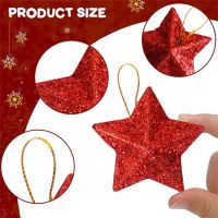 6/12 PCS 5x5cm Christmas Tree Mini Gold Powder Star Decor Pendant Navidad Christmas Ornament Xmas Party DIY Crafts Accessories Christmas Ornaments