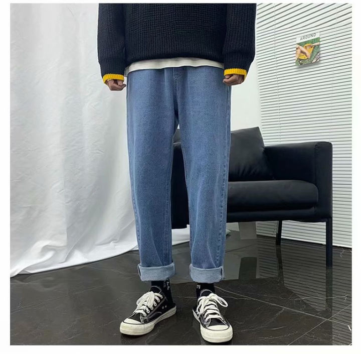 2021baggy-men-jeans-brand-pants-young-boys-casual-elastic-waist-pants-mouth-wide-leg-long-retro-streetwear-hip-hop-dropshipping