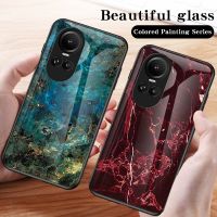 เคส Oppo Reno 10 Pro Plus Global 8 9 Pro + 9 Pro 8 8 Pro8 Pro + 8 7 4G Global 7 5G Global 7 Pro 5G 7หินอ่อนสุดหรูกระจกเทมเปอร์เคสแข็งไฮบริดแบบแข็ง