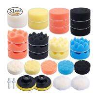 31Pcs Car Foam Drill Polishing Pad Kit for Car Polisher M10 Drill adapters 3 Inch Sealing Glaze Waxing Buffing Pads Set