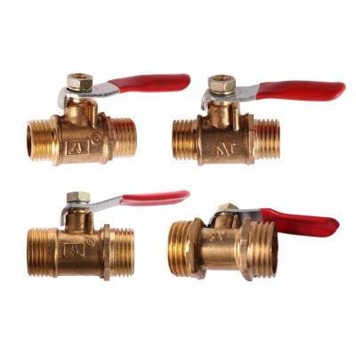 Brass Ball Valve 1/8" 1/4" 3/8" 1/2" Male to Male BSP Thread with Red Lever Handle Connector Joint Pipe Fitting Coupler Adapter Plumbing Valves
