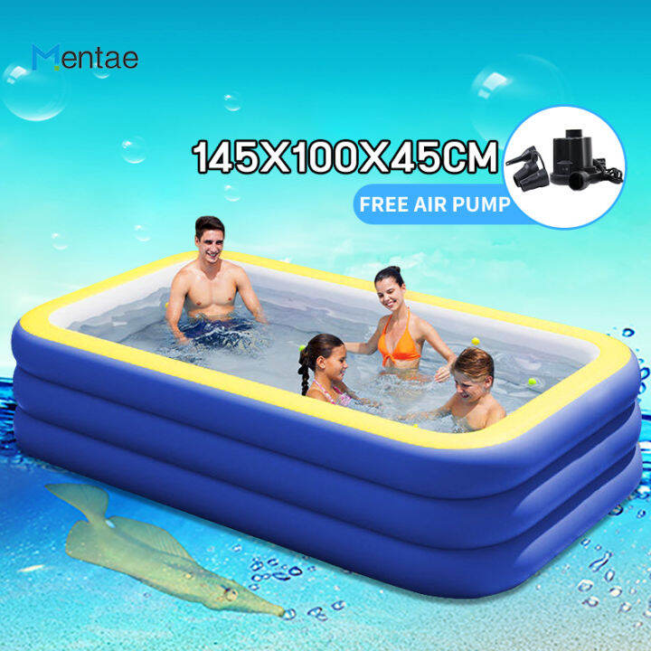 Inflatable Swimming Pool with Electric Air Pump Outdoor Children Adult