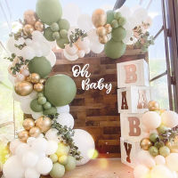 Retro กาวสีสายยึดเกี่ยวลูกโป่งวันเกิด Party 520สารภาพเค้าโครงฉาก Olive สีเขียวนมบอลลูนสีขาวชุด