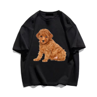 2023 NEWTop เสื้อยืดผู้ชาย Anime Teddy Dog Print Tech ผู้หญิงแขนสั้นฤดูร้อนคู่ Street แฟชั่นสบายๆหลวมขนาดใหญ่