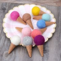 Newborn Felt Ice Cream Props Tiny Baby Girl Boy Photo Shoot Handmade Felt Photography Props Accessories