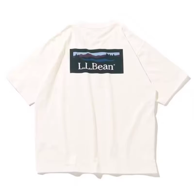 BEAMS เสื้อยืดแขนสั้นทรงหลวมพิมพ์ลายตัวอักษร LLBEAN สำหรับออกค่ายสำหรับทั้งหญิงและชายกลางแจ้งฤดูร้อนแฟชั่น
