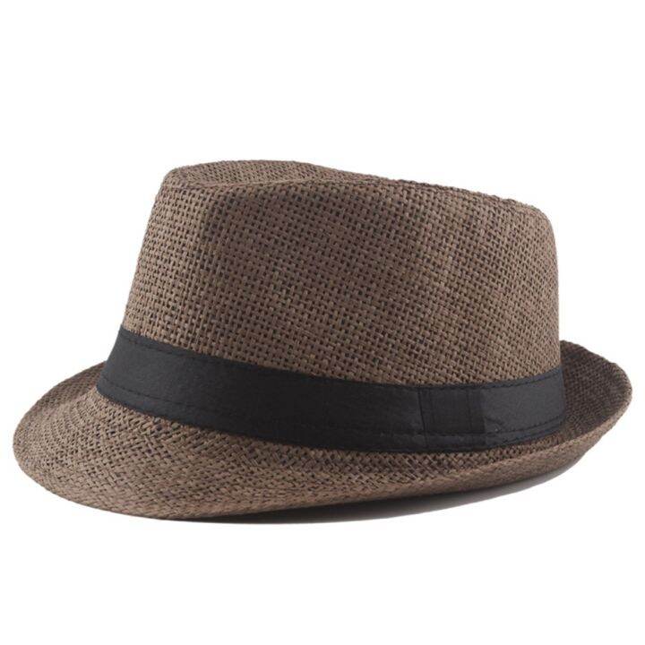 Unisex Summer Straw Fedora Hat Trilby Cuban Sun Cap Panama Short Brim Paper Hat Lazada Ph 3726