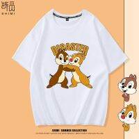 แขนสั้นโอเวอร์ไซส์Disney เสื้อยืดแขนสั้น ผ้าฝ้ายแท้ ทรงหลวม ลายการ์ตูนดิสนีย์ ชิปมังค์น่ารัก แฟชั่นฤดูร้อนS-4XL  GM24