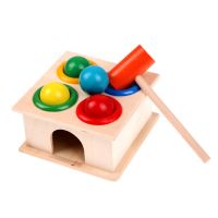 Baby Wooden Hammering Ball with Hammer Box Colorful Kids Hand Knock Toys Children Wood Whack a mole Set Cognitive Matching Toy