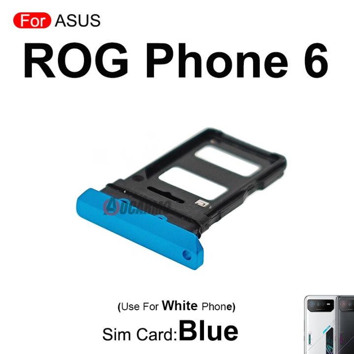 สีน้ำเงินสำหรับ-asus-rog-phone-6-rog6ซิมการ์ดถาดใส่ซิมเบ้าปลั๊กที่ใส่อะไหล่ซ่อมช่อง