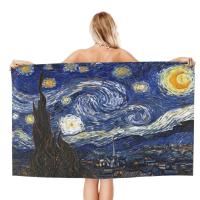 Van Gogh Starry Night ผ้าขนหนูอาบน้ํา ขนาดใหญ่ 80x130 ซม. เป็นมิตรกับผิว สําหรับชายหาด กลางแจ้ง ทุกเพศ aqr