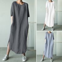 COD DSFGRDGHHHHH ZANZEA Women Casual Loose Cotton Beach Plus Size Maxi Dress