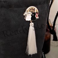 【hot sale】 ▩ B36 The Untamed Enamel Pin Black White Rabbits Tassel Brooch Bag Clothes Lapel Pin Badge Cartoon Animal Jewelry Gift