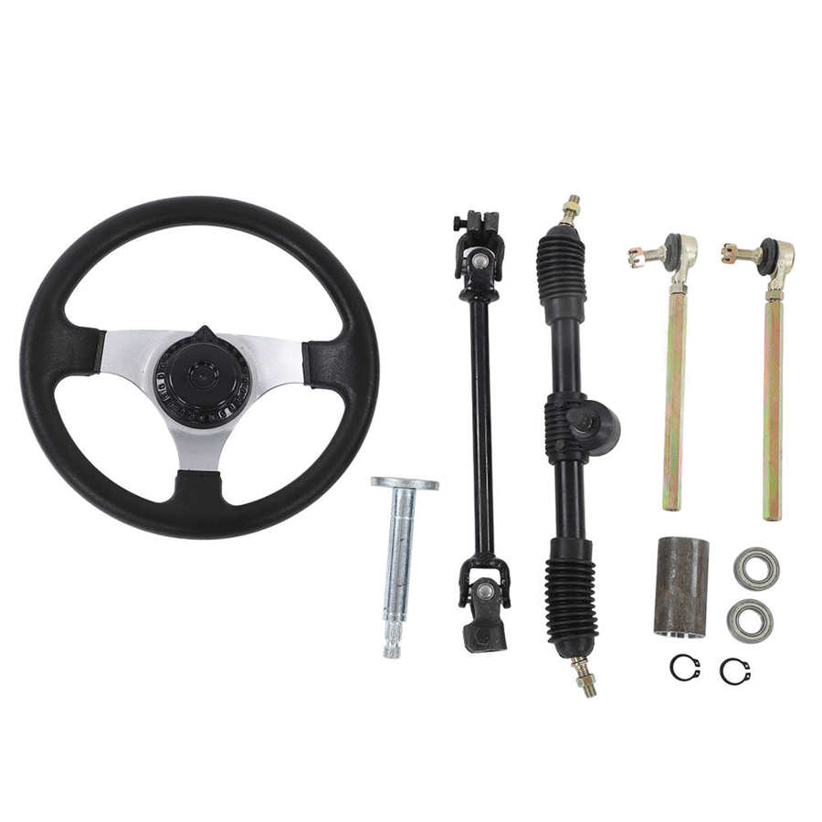 Details about   Steering Wheel Kit Gear Rack Pinion Shaft Tie Rod Assembly ATV Go Kart Cart Quad 