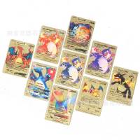 การ์ดฟอยล์สีทองโปเกมอนตัวการ์ตูน Pikachu Mew Gyados Charizard Bulbasaur คลาสสิกอะนิเมะบัตรสะสมของเล่นของขวัญ