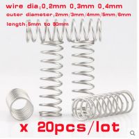 20pcs wire diameter 0.2mm 0.3mm 0.4mm Stainless Steel Compression Spring 304 SUS Compressed Spring  Y-Type Rotor Return Spring Spine Supporters