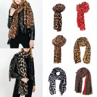 Women Winter Pashmina Oversized Large Scarf Vintage Leopard Animal Printed Long Blanket Tassels Shawl Wrap Neck Warmer 200x90cm