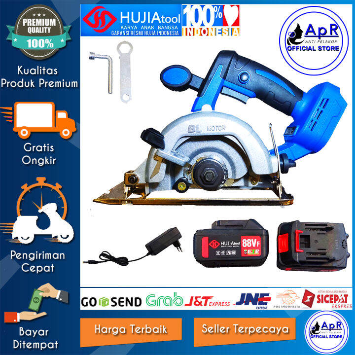 Mesin Gergaji Kayu Circular Saw Cordless Baterai SIRKEL Potong Triplek ...