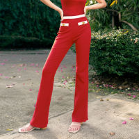 Red julia pants-กางเกงขายาง ผ้ายืดเนื้อหนา เอวยางยืด