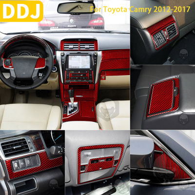 สำหรับ Toyota Camry 2012 2013 2014 -2017อุปกรณ์เสริมคาร์บอนไฟเบอร์ภายในเครื่องมือเกียร์ Air Outlet สีแดงสติกเกอร์ตกแต่ง