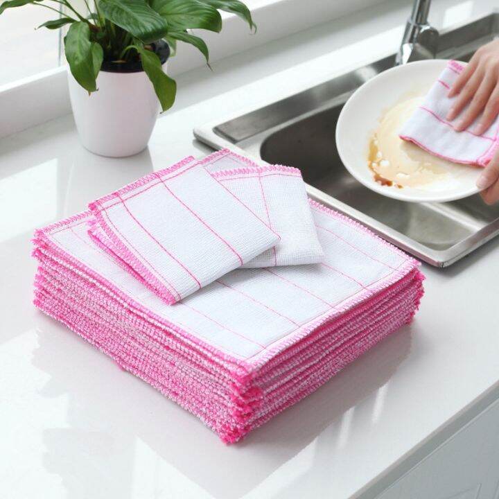 1/10/20/30/50 Non Oily Dishwashing Cloth 5 Layer Cotton Yarn Wood Fiber