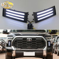 SNCN 2ชิ้น12V ไฟเดย์ไลท์ LED DRL สำหรับโตโยต้าทุนดร้า2022สีเหลืองสัญญาณไฟเลี้ยวสำหรับวิ่งกลางวันไฟตกแต่งผ้าคลุมรถ