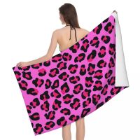 Leopard Cheetah Seamless Pattern Beach Towel Personalized Animal Skin Print Spots Soft Linen Microfiber Bath Towels