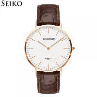 นาฬิกาข้อมือ Seiko สำหรับผู้ชาย2023นาฬิกาควอทซ์หนัง MODE Korea ขายดี